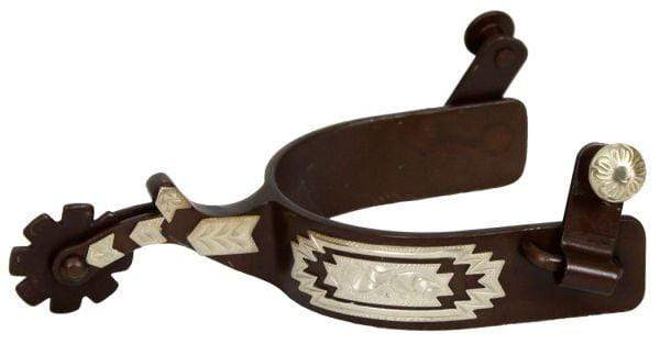 Showman Showman Men's Size Antique Brown Silver Show Spur With Silver Southwest Design