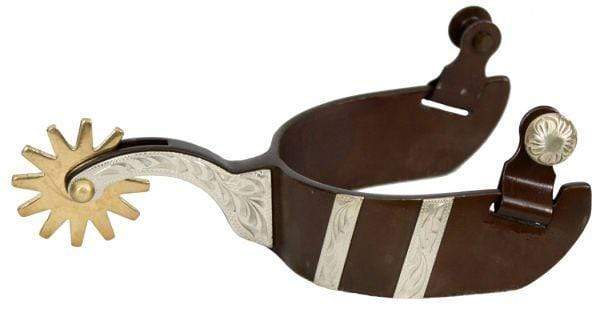 Showman Showman Men's Size Antique Brown Spur With Engraved Silver Bar Design