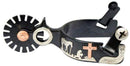 Showman Showman Men's Size Black Steel Silver Show Spur With Copper Cross And Praying Cowboy Design