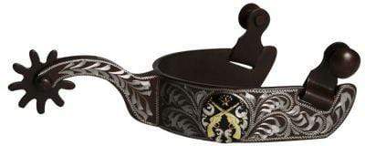 Showman Showman Men's Size Brown Steel Silver Show Spur With Silver Engraved Accents And Gold Engraved Guns