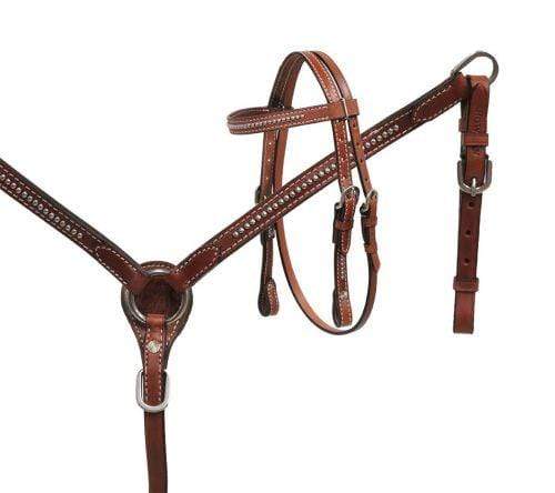 Showman Showman Mini Size Medium Leather Headstall Set with Silver Studs