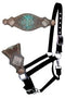 Showman Showman Nylon Bronc Halter with Brown/Turquoise Gator Skin Noseband
