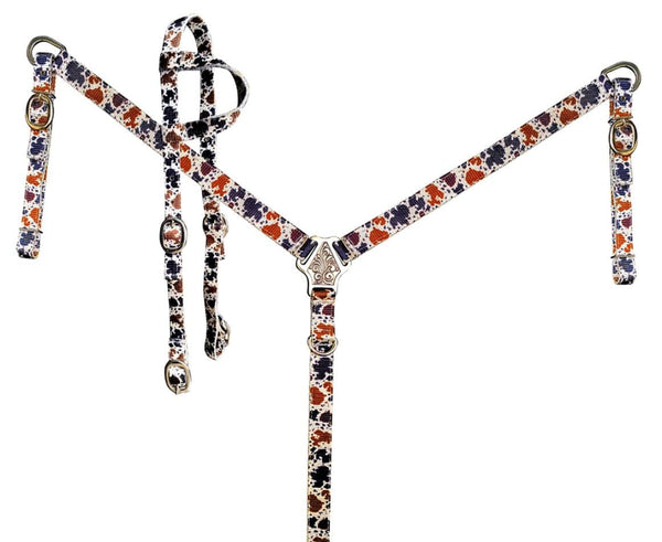 Showman Showman Nylon Cow Print One Ear Headstall Set