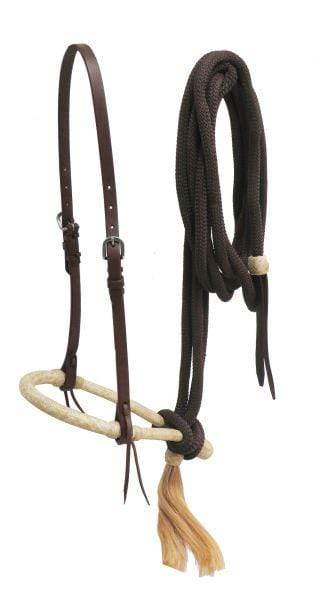 Showman Showman Oiled Harness Leather Bosal Headstall With Nylon Mecate Reins
