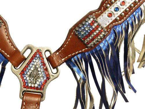Showman Showman Patriotic Metallic Fringe Headstall Set