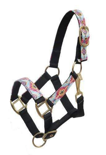 Showman Showman PONY Halter With Multi Color Navajo Print Overlay