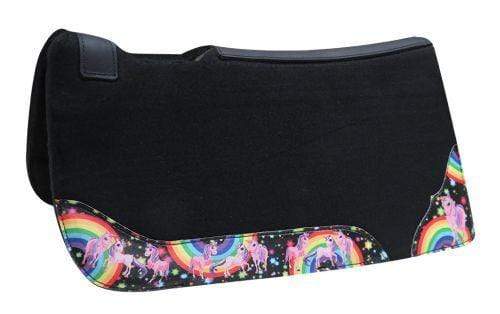 Showman Showman PONY SIZE 24" x 24" Rainbow Unicorn Print Felt Pad