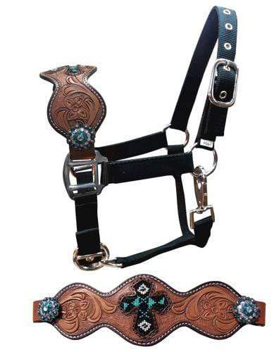 Showman Showman Pony Size Beaded Cross Inlay Bronc Halter