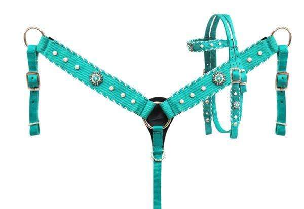 Showman Showman Pony Size Nylon Headstall Set with Pearl Beads
