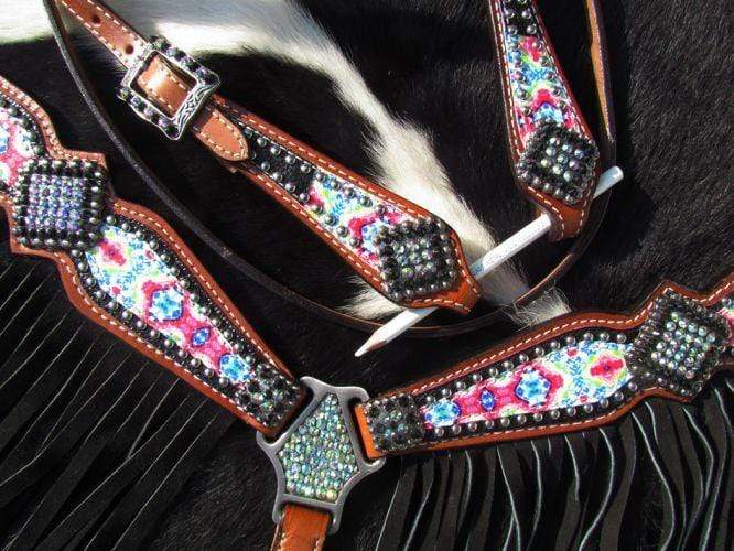 Showman Showman Pony Size Psychedelic Tie Dye Headstall Set