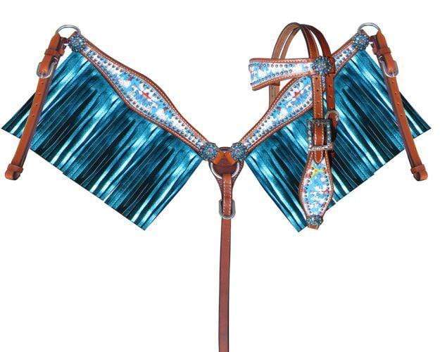 Showman Showman PONY SIZE Rainbow Unicorn Print Headstall Set