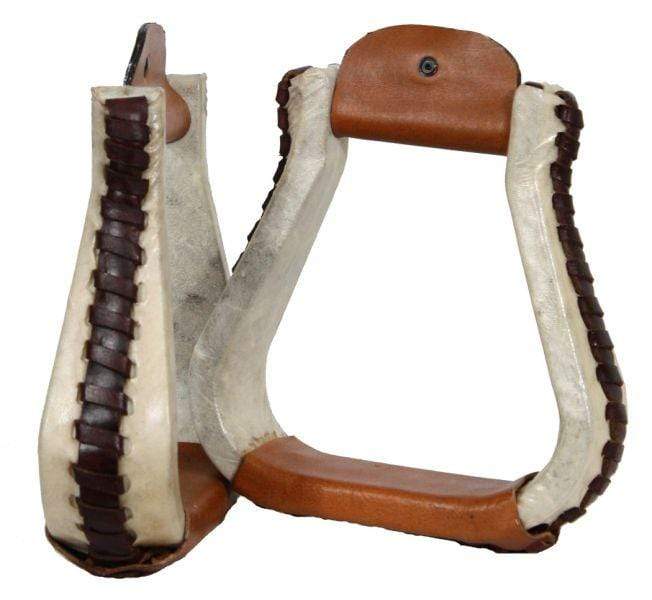 Showman Showman Rawhide Covered Western Stirrups With Leather Lacing