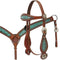 Showman Showman Teal And Brown Filigree Headstall Set