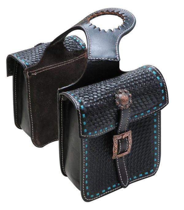Showman Showman Tooled Leather Horn Bag With Teal Buck Stitch