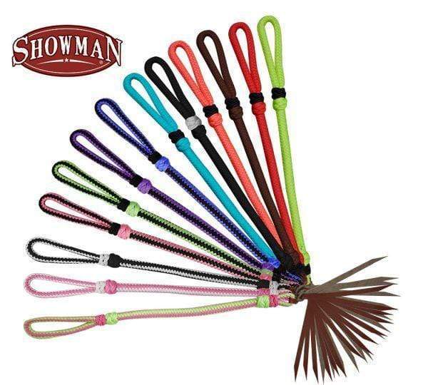 Showman Showman Two Tone Braided Nylon Quirt With Leather Popper