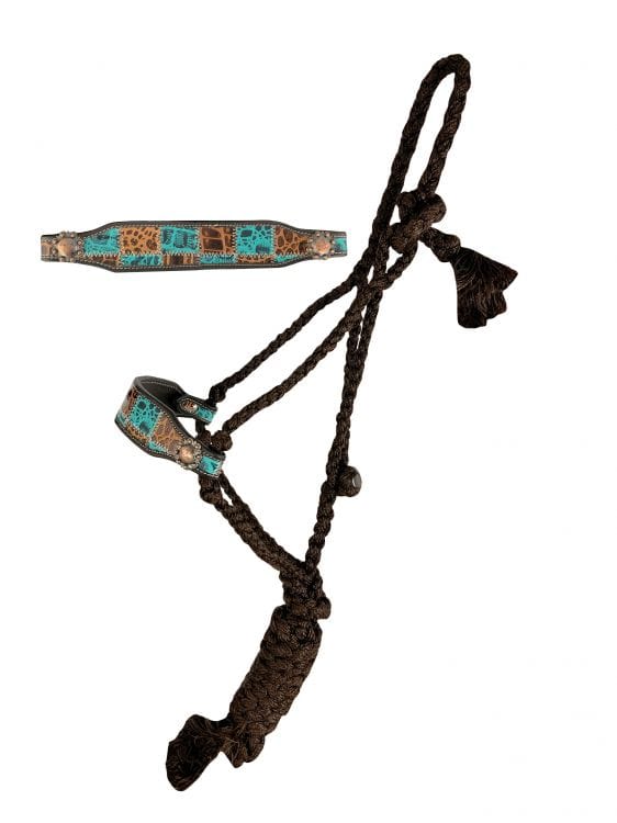 Showman Showman Woven Brown Nylon Mule Tape Halter with Gator Patchwork Noseband