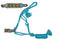 Showman Showman Woven Teal Nylon Mule Tape Halter with Beaded Noseband and Teal Rawhide Lacing
