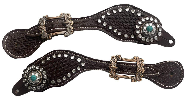 Showman Showman Youth Basket Weave Tooled Spur Straps