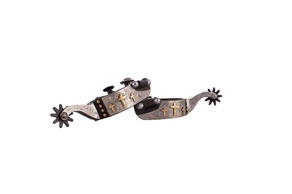 Showman Showman Youth Brown Steel Spur with Brass Crosses