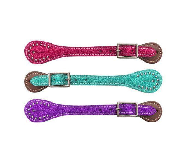 Showman Showman Youth Glitter Leather Spur Straps