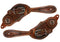 Showman Showman Youth Size Basket Weave Tooled Spur Straps With Copper Accents