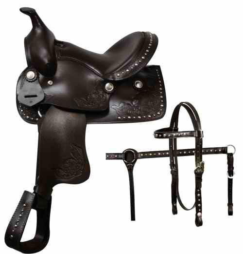 Showman Silver Beaded 12" Pony Saddle Set