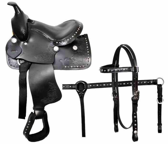 Showman Silver Beaded 12" Pony Saddle Set
