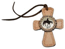 Showman Silver Leather Tie On Cross