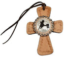 Showman Silver Leather Tie On Cross