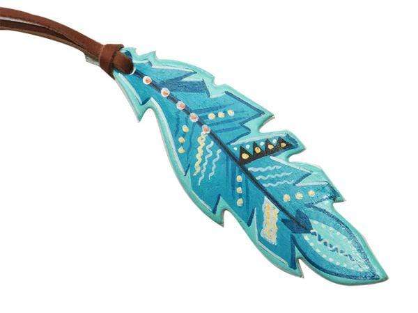 Showman Teal Hand Painted Tie-On Feather