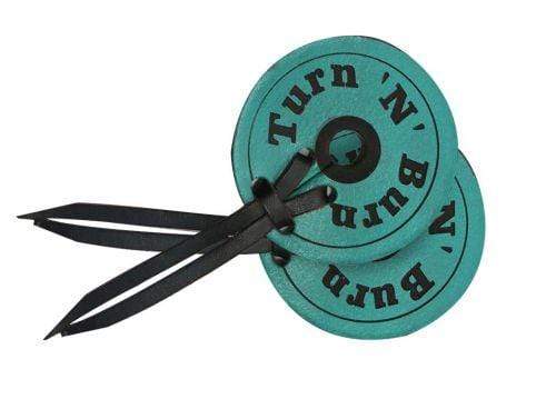 Showman Teal Leather Bit Guards With "Turn "N" Burn"