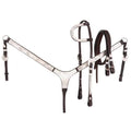 Tough-1 3 Piece Silver Show Set - Single Ear Headstall, Split Reins and Breastcollar with Silver Accents
