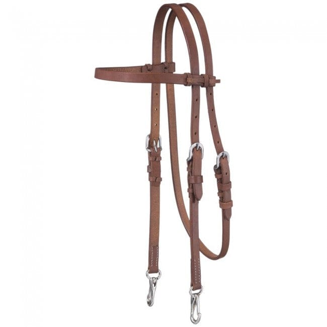 Tough-1 Harness Leather Browband Headstall w/ Snap Ends