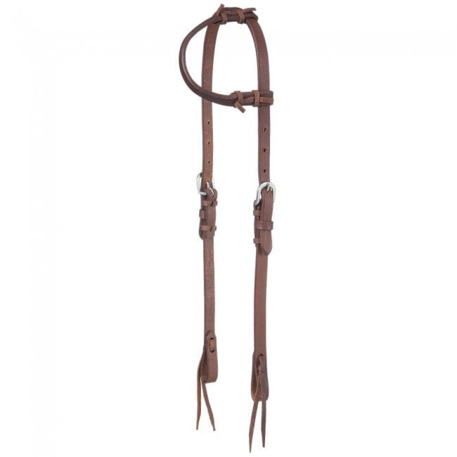 Tough-1 Harness Leather Single Ear Headstall w/ Tie Ends
