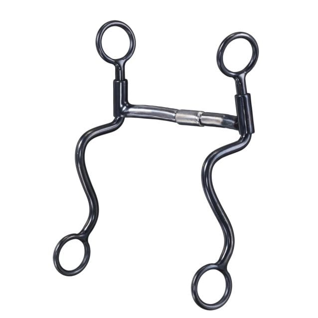 Tough-1 Tough1 Black Steel S Shank Bit with Sweet Iron Mullen Roller