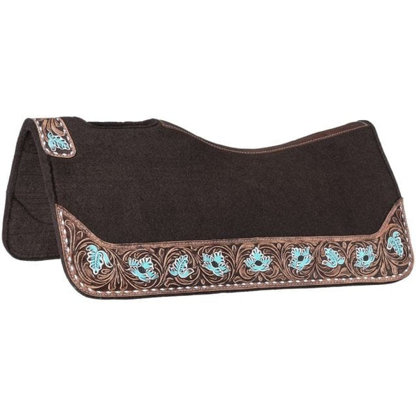 Tough-1 Tough1 Floral Tooled Contour Felt Saddle Pad 31" x 32"