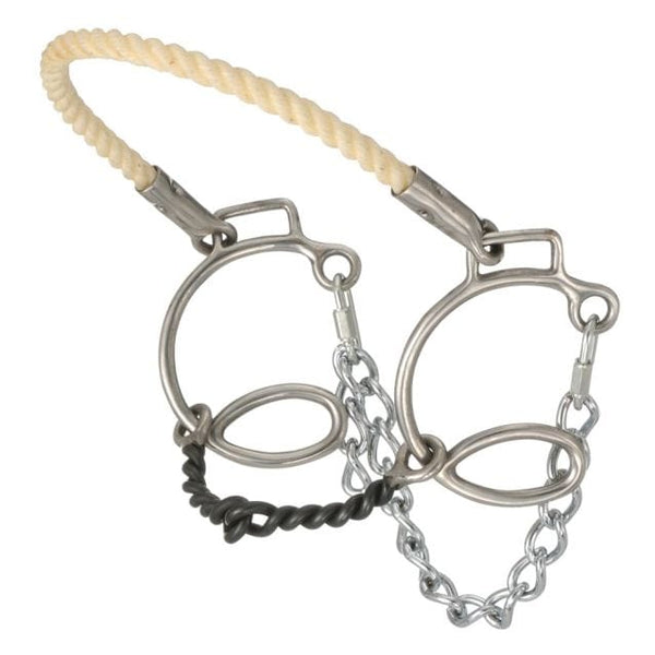 Tough-1 Tough1 Six Cheek Sweet Iron Twisted Snaffle with Rope Nose 5 1/2"