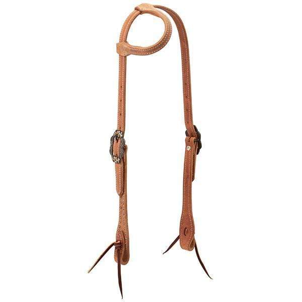Weaver Weaver Rough Out Russet Harness Leather Sliding Ear Headstall with Spots
